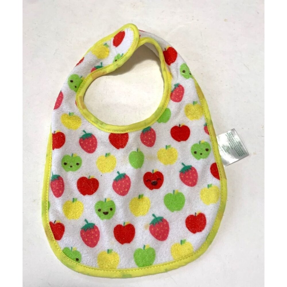 Disney Baby Drool Feeding Bibs One Size Strawberries Apple Fruit Terry Cloth